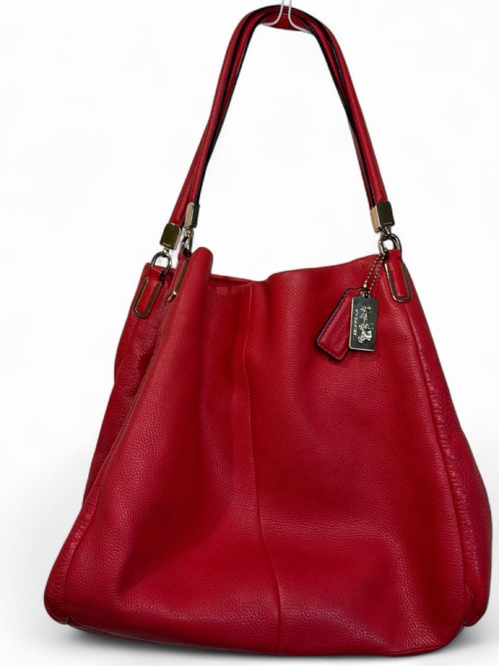 Coach Red Leather Madison Phoebe Shoulder Bag with Gold Accents